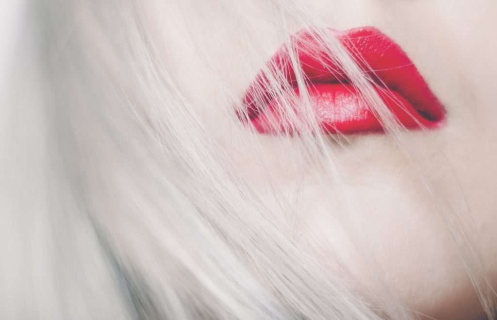 glamourous woman red lipstick