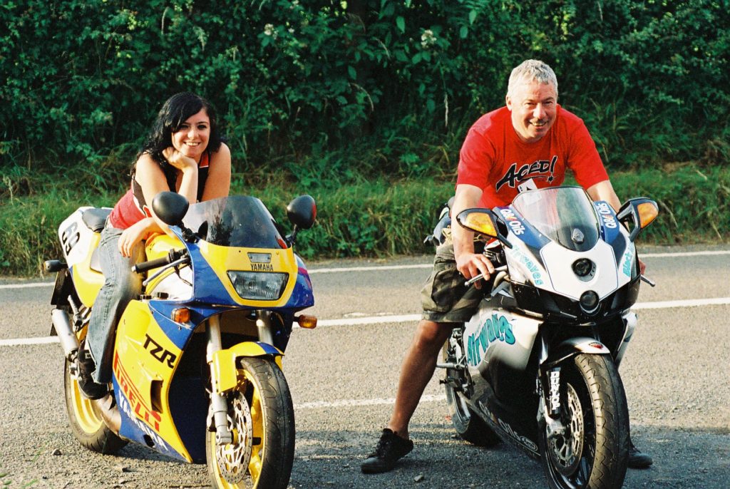 me and my dad on our motorcycles
