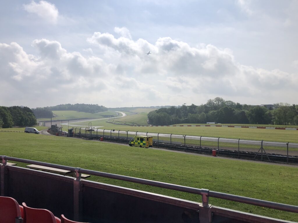 image looking down craner curves at donington park race track